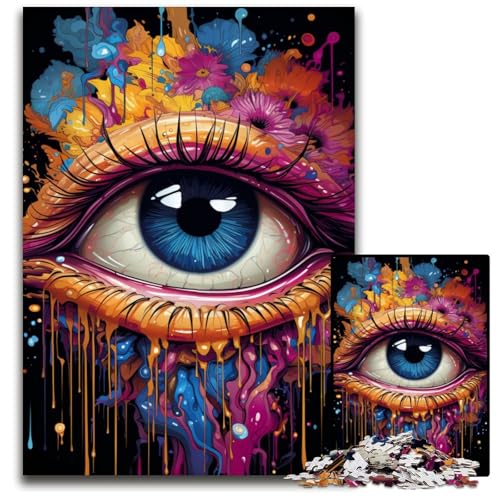 1000-teiliges Puzzle für Erwachsene Malen Farbaugen schwierige Puzzles für Erwachsene für das interaktive Familienspiel 1000 Teile (75x50cm) von ouynngjing