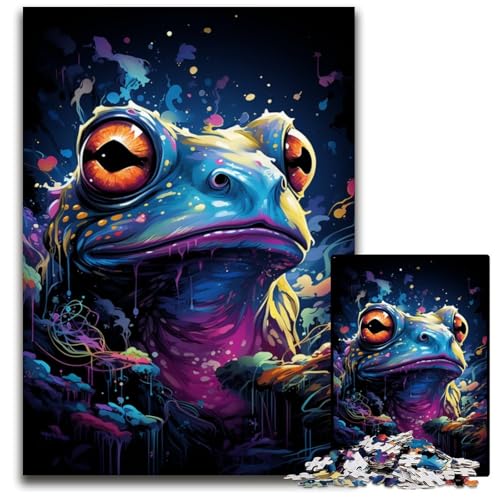 1000-teiliges Puzzle für Erwachsene Malen Farbe Frosch Holzpuzzle für Erwachsene Denksportaufgabe interaktives Familienspiel geeignet für alle Altersgruppen 1000 Teile (75x50cm) von ouynngjing