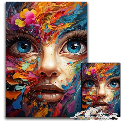 1000-teiliges Puzzle für Erwachsene Malen Farbe Gesicht Puzzle anspruchsvolles Denkspiel entspannendes Spielzeug für Teenager 1000 Teile (75x50cm) von ouynngjing