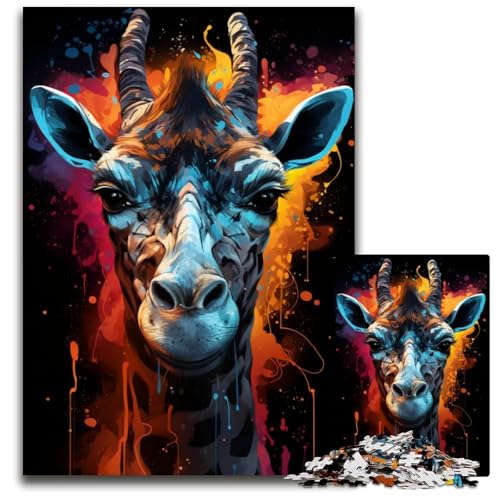 1000-teiliges Puzzle für Erwachsene Malen Farbe Giraffe Puzzle anspruchsvolles Denkspiel entspannendes Spielzeug für Teenager 1000 Teile (75x50cm) von ouynngjing