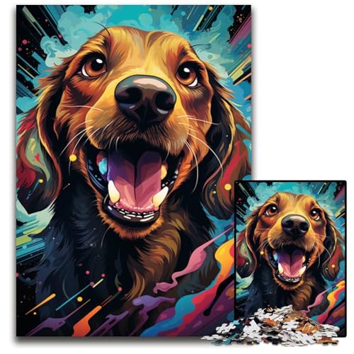 1000-teiliges Puzzle für Erwachsene Malen bunter Dackel Holzpuzzle für Erwachsene Denksportaufgabe interaktives Familienspiel geeignet für alle Altersgruppen 1000 Teile (75x50cm) von ouynngjing