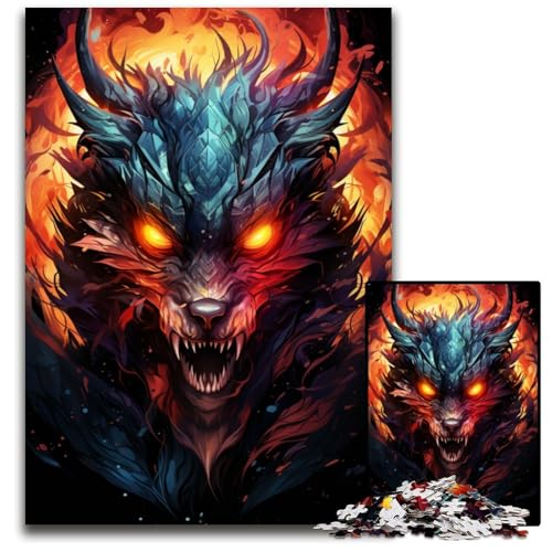 1000-teiliges Puzzle für Erwachsene Malen bunter Drache Holzpuzzle für Erwachsene Denkspiel für Teenager und Familieninteraktion 1000 Teile (75x50cm) von ouynngjing