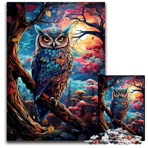 1000-teiliges Puzzle für Erwachsene Malen bunter Planet Eule Puzzle anspruchsvolles Denkspiel entspannendes Spielzeug für Teenager 1000 Teile (38x26cm) von ouynngjing