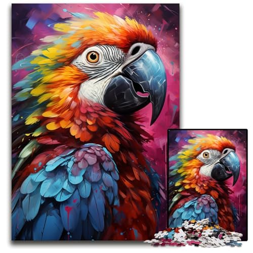 1000-teiliges Puzzle für Erwachsene Malen buntes Papageien-Puzzle anspruchsvolles Denkspiel entspannendes Spielzeug für Teenager 1000 Teile (75x50cm) von ouynngjing
