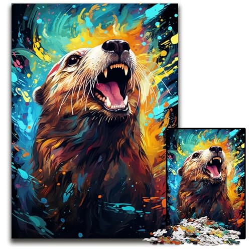 1000-teiliges Puzzle für Erwachsene Malen buntes Seeotter-Papierpuzzle für Erwachsene Denkspiel für Teenager und Familieninteraktion 1000 Teile (38x26cm) von ouynngjing