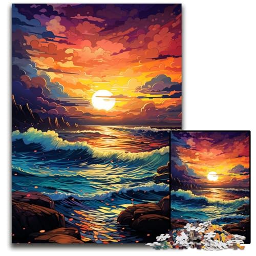 1000-teiliges Puzzle für Erwachsene Malen buntes Strand-Puzzle anspruchsvolles Denkspiel entspannendes Spielzeug für Teenager 1000 Teile (75x50cm) von ouynngjing