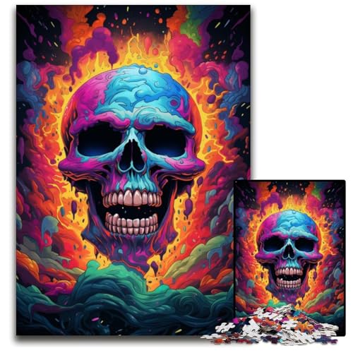 1000-teiliges Puzzle für Erwachsene Malen von bunten Totenköpfen Puzzles für Erwachsene perfekt für Familienspaß Partyspiele Geburtstagspartygeschenke 1000 Teile (38x26cm) von ouynngjing