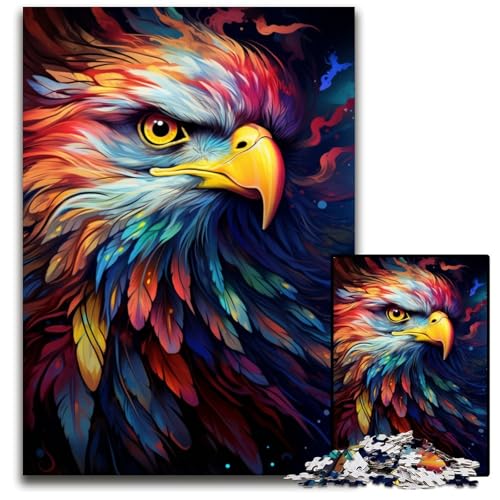 1000-teiliges Puzzle für Erwachsene Malerei Bunte Adlerkunst Holzpuzzle für Erwachsene Denkspiel für Teenager und Familieninteraktion 1000 Teile (75x50cm) von ouynngjing