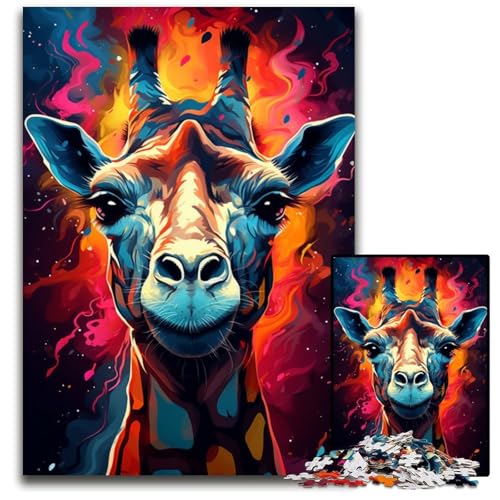 1000-teiliges Puzzle für Erwachsene Malerei Kunst Giraffe Holzpuzzle für Erwachsene Denkspiel für Teenager und Familieninteraktion 1000 Teile (75x50cm) von ouynngjing