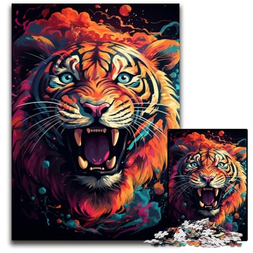1000-teiliges Puzzle für Erwachsene Malerei Kunst Tiger-Puzzle anspruchsvolles Denkspiel entspannendes Spielzeug für Teenager 1000 Teile (38x26cm) von ouynngjing