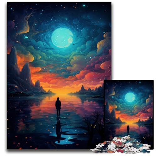 1000-teiliges Puzzle für Erwachsene Nachtansicht unter dem Sternenhimmel anspruchsvolles Denkspiel entspannendes Spielzeug für Teenager 1000 Teile (75x50cm) von ouynngjing