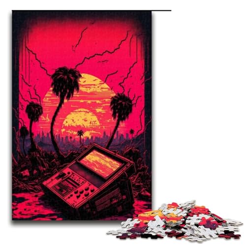 1000 teiliges Puzzle für Erwachsene Neon Art Holzpuzzle für Erwachsene und Kinder Stressabbau Tool 1000 PCS (75 x 50 cm) von ouynngjing