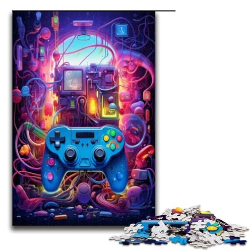 1000 teiliges Puzzle für Erwachsene Neon Game Controller () Puzzles für Erwachsene Holzpuzzle anspruchsvolles Spiel 1000 Teile (75 x 50 cm) von ouynngjing