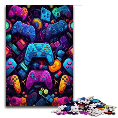 1000 teiliges Puzzle für Erwachsene Neon Game Controller Holzpuzzle Lernspiel für Erwachsene Herausforderungsspielzeug 1000 Teile (75 x 50 cm) von ouynngjing