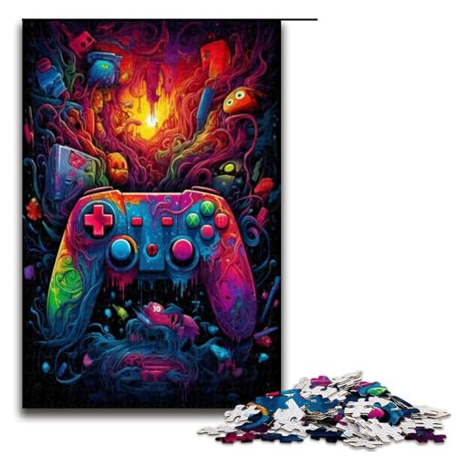 1000 teiliges Puzzle für Erwachsene Neon Gamecontroller Spiel Puzzles ganze Familie 1000 Teile (75 x 50 cm) von ouynngjing