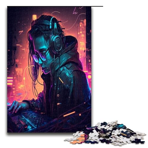 1000 teiliges Puzzle für Erwachsene Neon Mädchen Holzpuzzle Lernspiel für Erwachsene Herausforderungsspielzeug 1000 Teile (75 x 50 cm) von ouynngjing