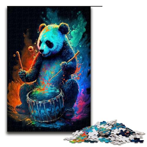 1000 teiliges Puzzle für Erwachsene Panda spielt Trommel Puzzle Geschenke Geburtstagsgeschenk für Teenager ab 14 Jahren 1000 Teile (75 x 50 cm) von ouynngjing