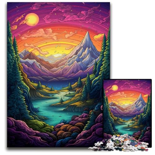 1000-teiliges Puzzle für Erwachsene Psychedelic Alps anspruchsvolles Denkspiel entspannendes Spielzeug für Teenager 1000 Teile (38x26cm) von ouynngjing