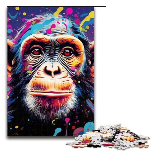 1000 teiliges Puzzle für Erwachsene Psychedelic Monkey Puzzles für Erwachsene Holzpuzzle anspruchsvolles Spiel 1000 Teile (75 x 50 cm) von ouynngjing