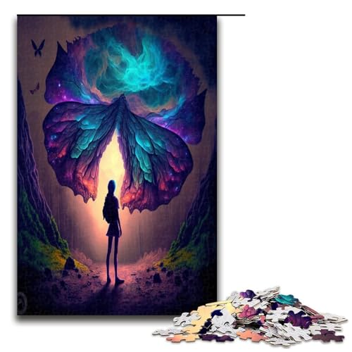 1000 teiliges Puzzle für Erwachsene Psychedelisches Schmetterlings Puzzle für Erwachsene Holzpuzzle anspruchsvolles Spiel 1000 Teile (75 x 50 cm) von ouynngjing