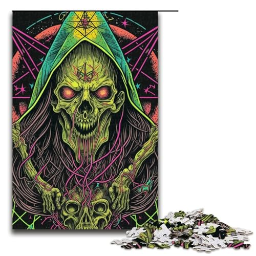 1000 teiliges Puzzle für Erwachsene Psychedelisches Skelett Spiel Puzzles ganze Familie 1000 Teile (75 x 50 cm) von ouynngjing