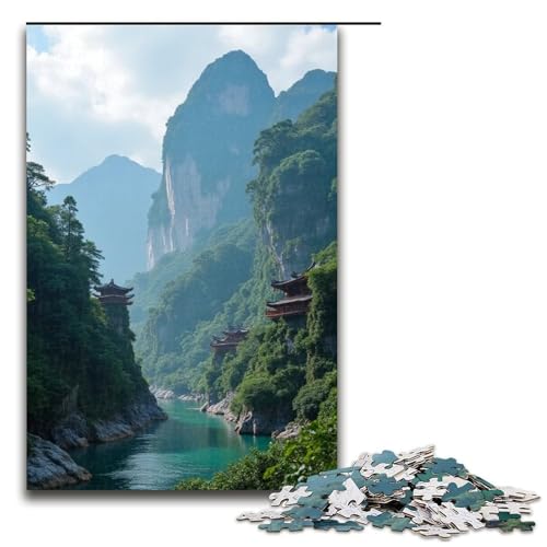 1000-teiliges Puzzle für Erwachsene Qingshan Garden Holzpuzzle für Erwachsene Lernspiel Herausforderungsspielzeug 1000 Teile (75 x 50 cm) von ouynngjing