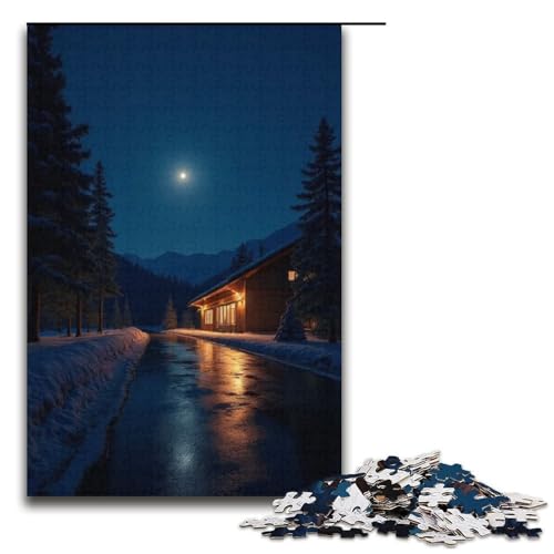 1000-teiliges Puzzle für Erwachsene Ruhige Nacht Puzzle praktisches Spiel 1000 Teile (38 x 26 cm) von ouynngjing