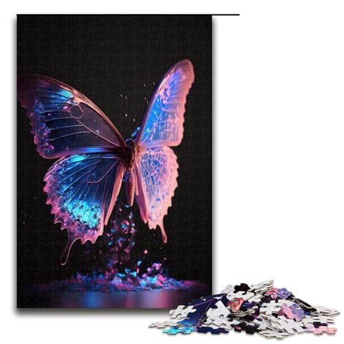 1000 teiliges Puzzle für Erwachsene Schmetterlings Holzpuzzle Lernspiel für Erwachsene Herausforderungsspielzeug 1000 Teile (75 x 50 cm) von ouynngjing