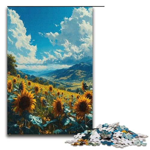 1000 teiliges Puzzle für Erwachsene Sonnenblumengarten Spiel Puzzles ganze Familie 1000 PCS (38 x 26 cm) von ouynngjing
