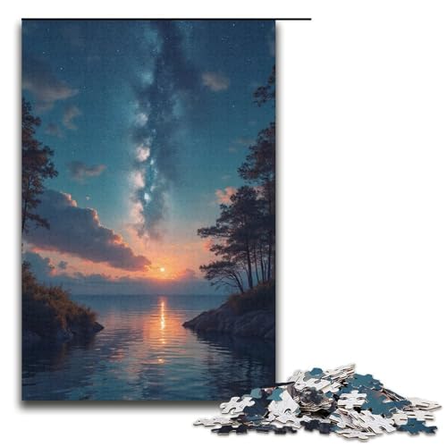 1000-teiliges Puzzle für Erwachsene Sonnenuntergangs-Puzzle für Erwachsene Holzpuzzle anspruchsvolles Spiel 1000 Teile (38 x 26 cm) von ouynngjing