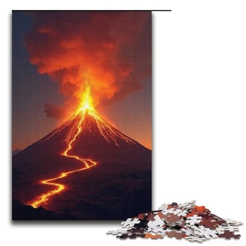 1000-teiliges Puzzle für Erwachsene Vulkanausbruch Holzpuzzle Lernspiel für Erwachsene Herausforderungsspielzeug 1000 Teile (38 x 26 cm) von ouynngjing
