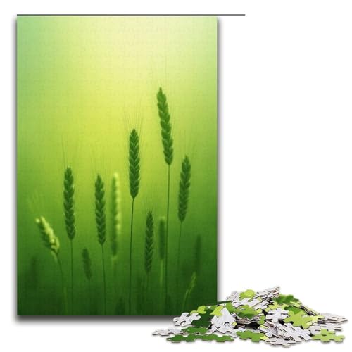 1000-teiliges Puzzle für Erwachsene Weizenfeld grünes Puzzle für Lernspiele Herausforderung Spielzeug Kunstwerk Geschenk 1000 Teile (38 x 26 cm) von ouynngjing
