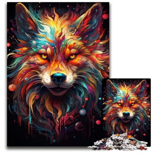 1000-teiliges Puzzle für Erwachsene Wolf Bunte schwierige Puzzles für Erwachsene Weihnachten Halloween Ostern Neujahr 1000 Teile (75x50cm) von ouynngjing