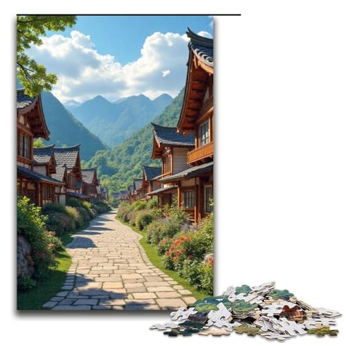 1000-teiliges Puzzle für Erwachsene Yuanren Village Puzzles für Erwachsene Holzpuzzle anspruchsvolles Spiel 1000 Teile (75 x 50 cm) von ouynngjing