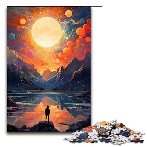 1000-teiliges Puzzle für Erwachsene abstraktes Gemälde von Sternen und Himmel Holzpuzzle Lernspiel für Erwachsene Herausforderungsspielzeug 1000 Teile (75 x 50 cm) von ouynngjing
