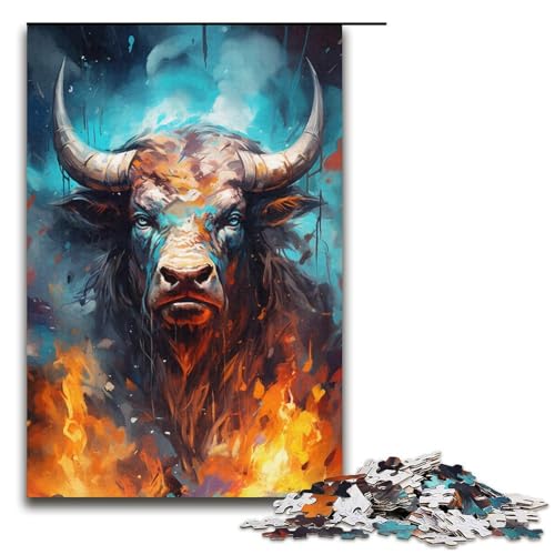 1000-teiliges Puzzle für Erwachsene bizarres farbenfrohes Stierkrieger-Puzzle für Erwachsene Holzpuzzle anspruchsvolles Spiel 1000 Teile (38 x 26 cm) von ouynngjing