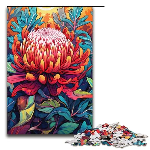 1000-teiliges Puzzle für Erwachsene buntes Blumenspiel ganze Familie 1000 Teile (38 x 26 cm) von ouynngjing