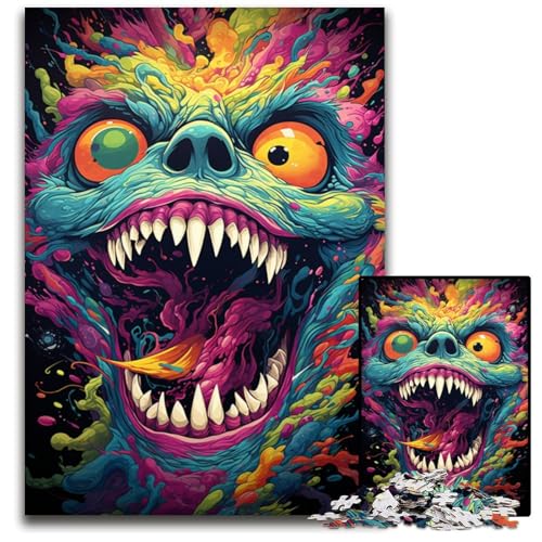 1000-teiliges Puzzle für Erwachsene buntes Gemälde mit bösem Dämon Holzpuzzle für Erwachsene Denksportaufgabe für Teenager und Familieninteraktion 1000 Teile (75x50cm) von ouynngjing