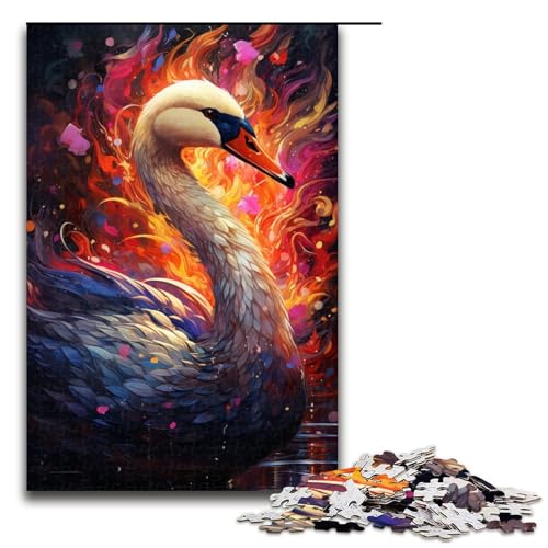 1000-teiliges Puzzle für Erwachsene buntes psychedelisches Schwanen-Puzzlespiel perfekte Dekoration für Teenager ab 14 Jahren 1000 Teile (75 x 50 cm) von ouynngjing