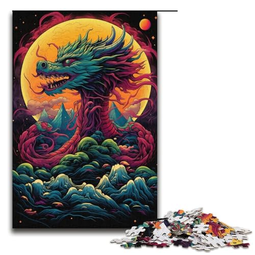 1000-teiliges Puzzle für Erwachsene chinesischer Drache Holzpuzzle Lernspiel für Erwachsene Herausforderungsspielzeug 1000 Teile (38 x 26 cm) von ouynngjing