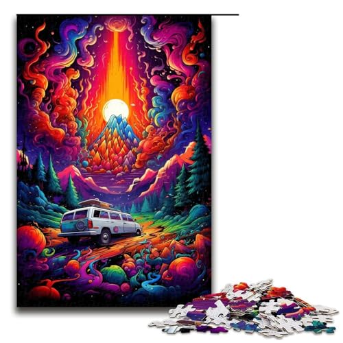 1000-teiliges Puzzle für Erwachsene farbenfrohe Landschaft für Camping-Spiele ganze Familie 1000 Teile (75 x 50 cm) von ouynngjing