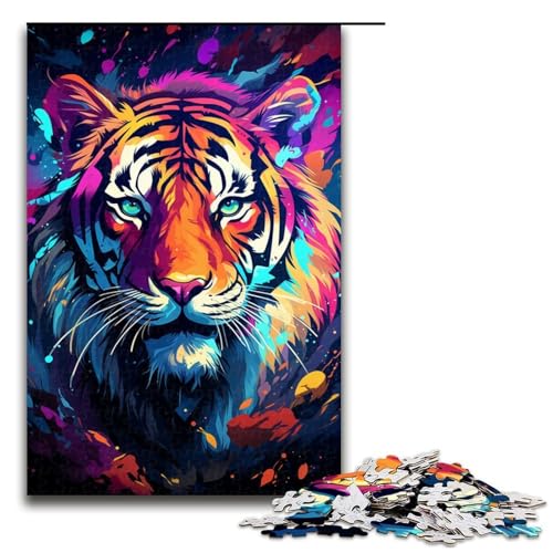 1000-teiliges Puzzle für Erwachsene farbenfroher Fantasie-Tiger Holzpuzzle für Erwachsene und Kinder Stressabbau-Tool 1000 PCS (75 x 50 cm) von ouynngjing