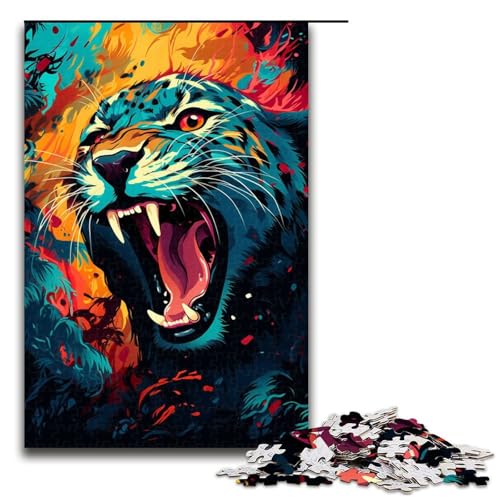 1000-teiliges Puzzle für Erwachsene farbenfrohes Fantasy-Leoparden-Spiel ganze Familie 1000 Teile (75 x 50 cm) von ouynngjing