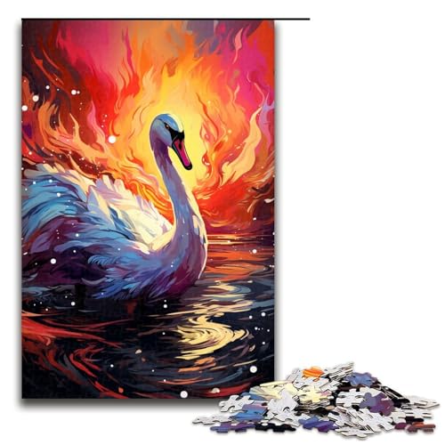 1000-teiliges Puzzle für Erwachsene farbenfrohes Fantasy-Schwanen-Spiel ganze Familie 1000 Teile (75 x 50 cm) von ouynngjing