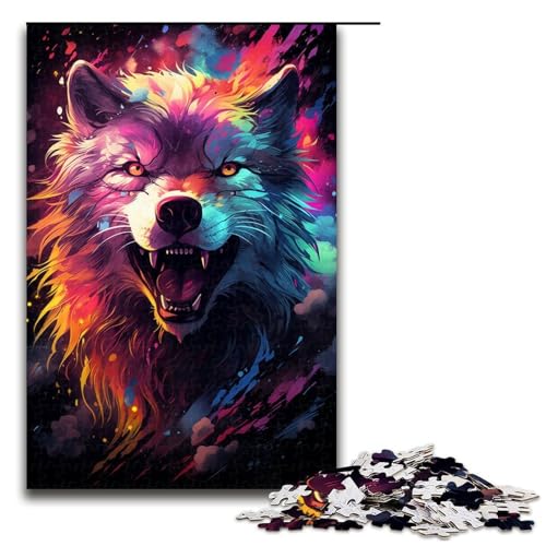 1000-teiliges Puzzle für Erwachsene farbenfrohes Fantasy-Wolf-Spiel ganze Familie 1000 Teile (75 x 50 cm) von ouynngjing