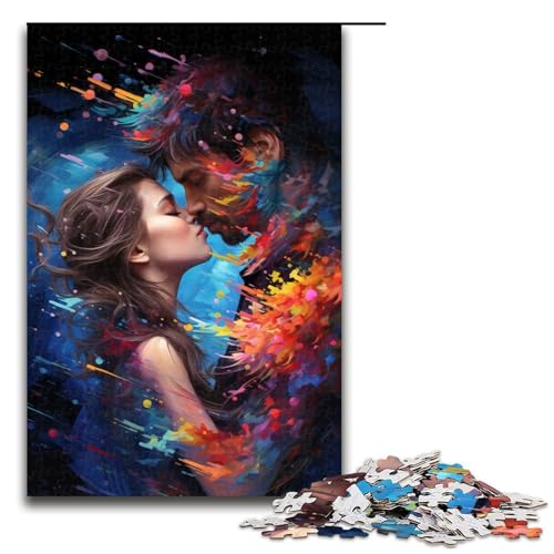 1000-teiliges Puzzle für Erwachsene farbenfrohes Gemälde Paar-Puzzle für Erwachsene Holzpuzzle anspruchsvolles Spiel 1000 Teile (75 x 50 cm) von ouynngjing
