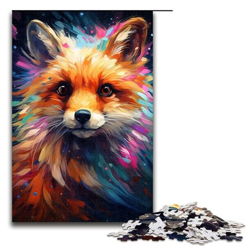 1000-teiliges Puzzle für Erwachsene farbenfrohes Zeichen-Fuchs-Spiel ganze Familie 1000 Teile (75 x 50 cm) von ouynngjing