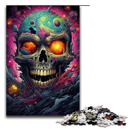 1000-teiliges Puzzle für Erwachsene farbenfrohes psychedelisches Fantasy-Totenkopf-Puzzle – anspruchsvolles Spiel EIN Kunstwerk geeignet für Jugendliche ab 14 Jahren 1000 Teile (75 x 50 cm) von ouynngjing
