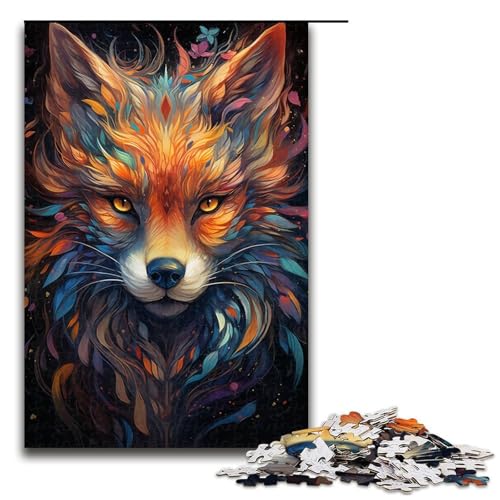 1000-teiliges Puzzle für Erwachsene farbenfrohes psychedelisches Galaxie-Fuchs-Holzpuzzle Lernspiel für Erwachsene Herausforderungsspielzeug 1000 Teile (75 x 50 cm) von ouynngjing