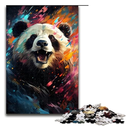 1000-teiliges Puzzle für Erwachsene farbenfrohes psychedelisches Panda-Kunst-Spiel ganze Familie 1000 Teile (75 x 50 cm) von ouynngjing